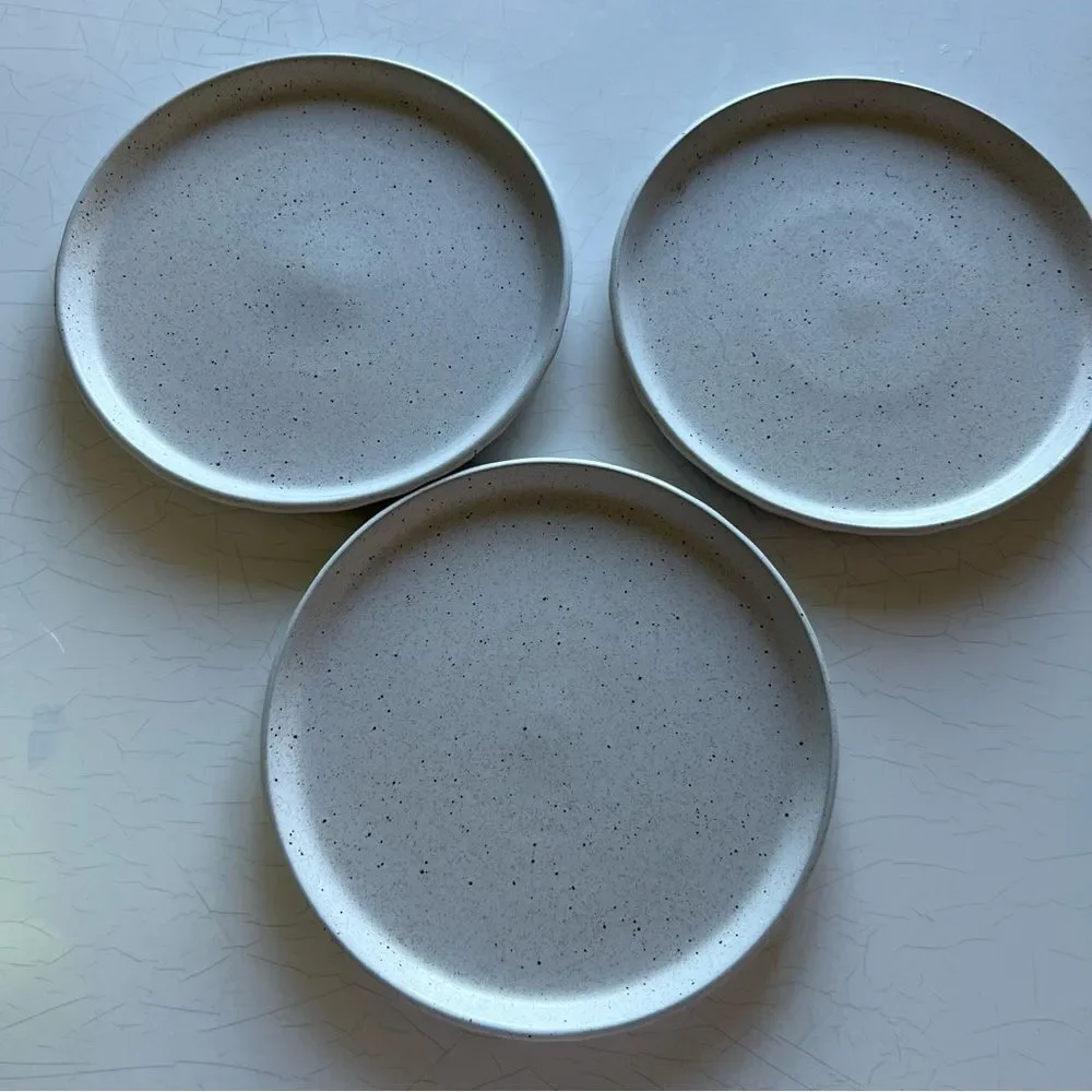 Sango stoneware plate with a speckled glaze. speckled design rustic, farmhouse